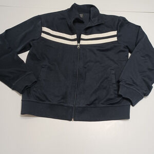 SF/415 Mens‎ Track Jacket Midnight Blue Chevron Pockets Full Zip Mock Neck M